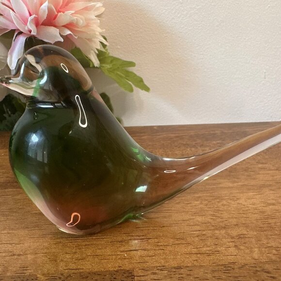 Murano Style Art Glass Bird Figurine Vintage Sommerso Style Sculpture Home Decor - Picture 4 of 5